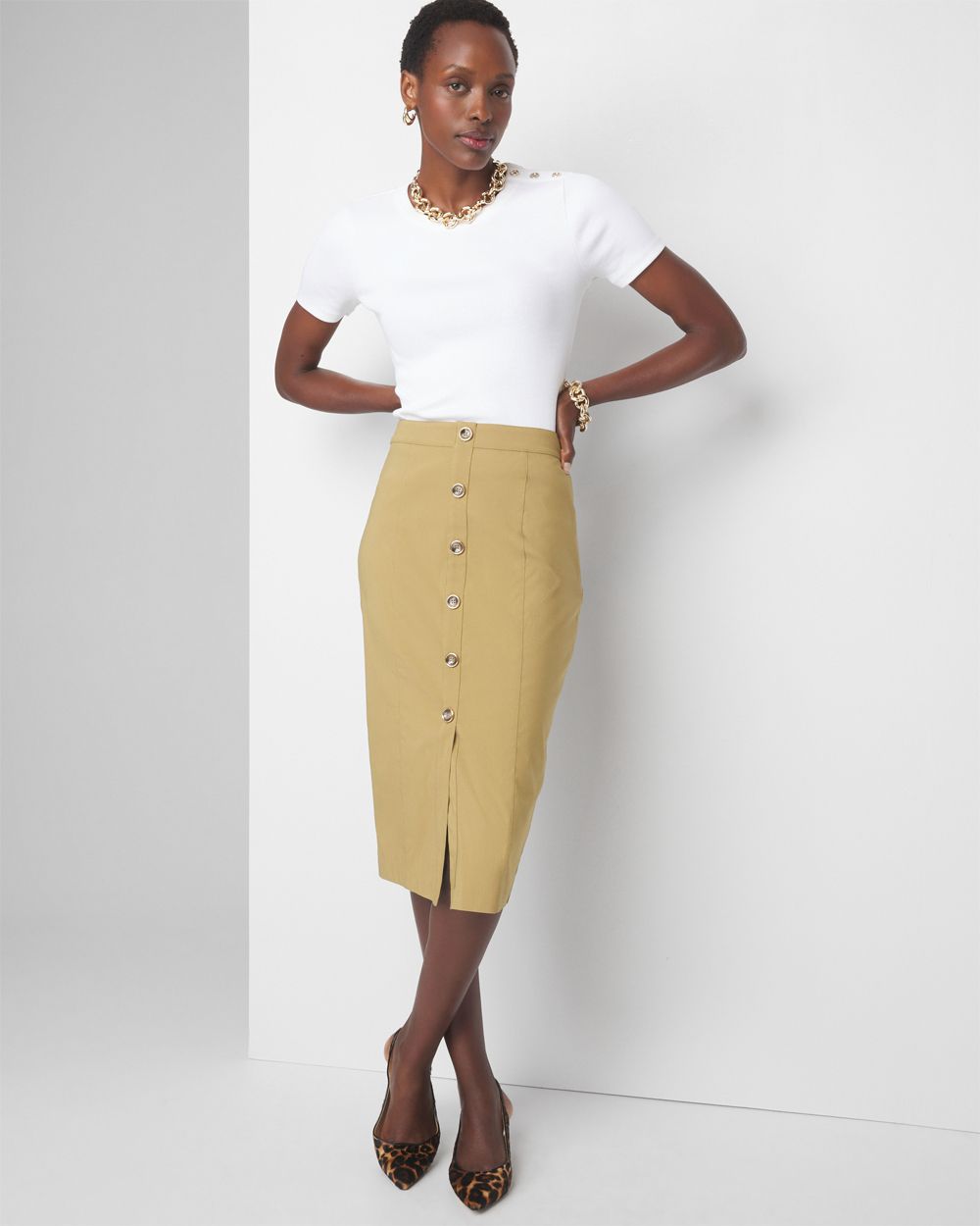 Utility Button Skirt White House Black Market